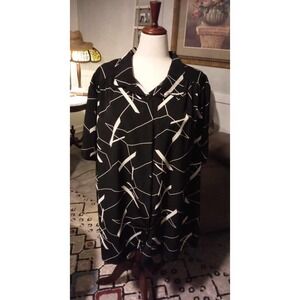 A Personal Touch Black White Abstract Print Button Up Shirt Top Size‎ 4X
